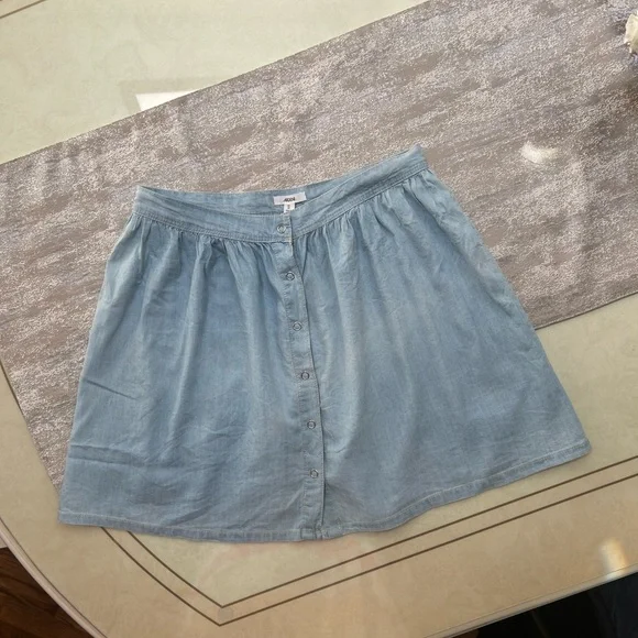 Ardene Light Blue Button-Front Skater Skirt - Picture 3 of 16